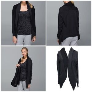 Lululemon Cabin Yogi Wrap in 
Heathered Black / Black Hoodie Cardigan Size 6